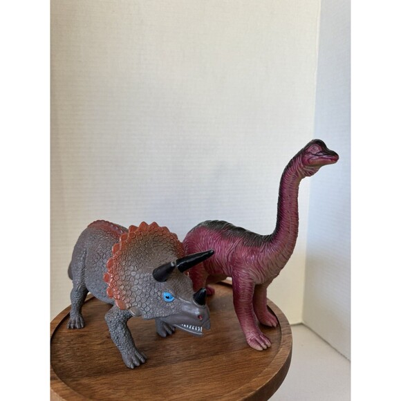 Imperial Brand Triceratops Brown Red 11" And Jaru Brand Red Brachiosaurus - Picture 3 of 7